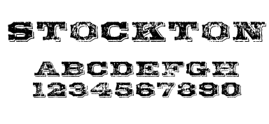 A Wild West style font called Stockton from the Walden Font Co. It is part of the Wild West Press set of fonts.